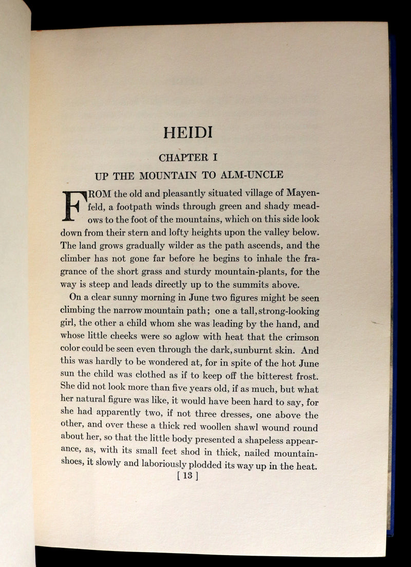 1922 Rare Book - HEIDI by Johanna Spyri illustrated in color by Jessie Willcox Smith.
