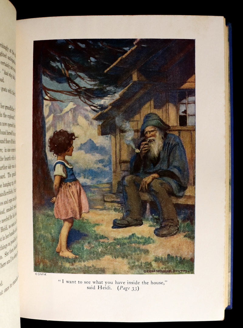 1922 Rare Book - HEIDI by Johanna Spyri illustrated in color by Jessie Willcox Smith.