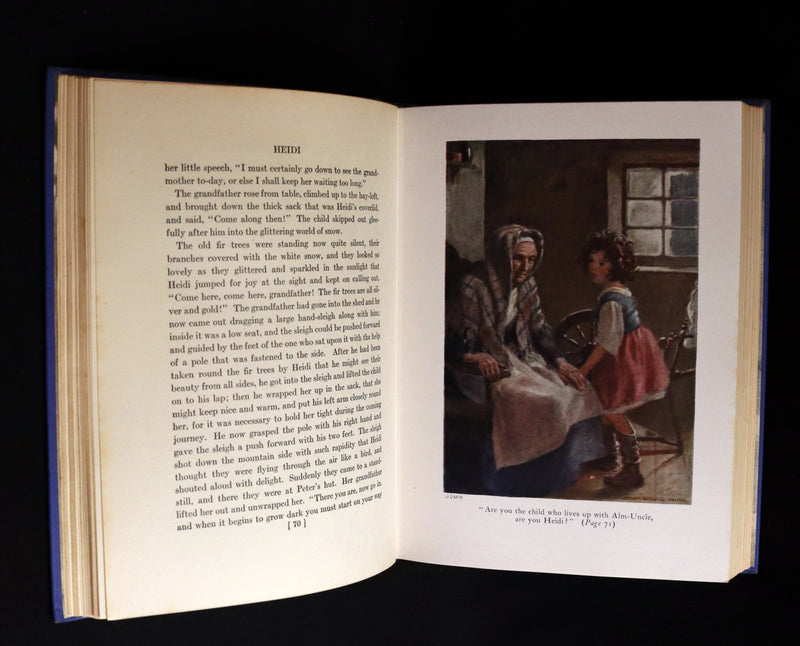 1922 Rare Book - HEIDI by Johanna Spyri illustrated in color by Jessie Willcox Smith.