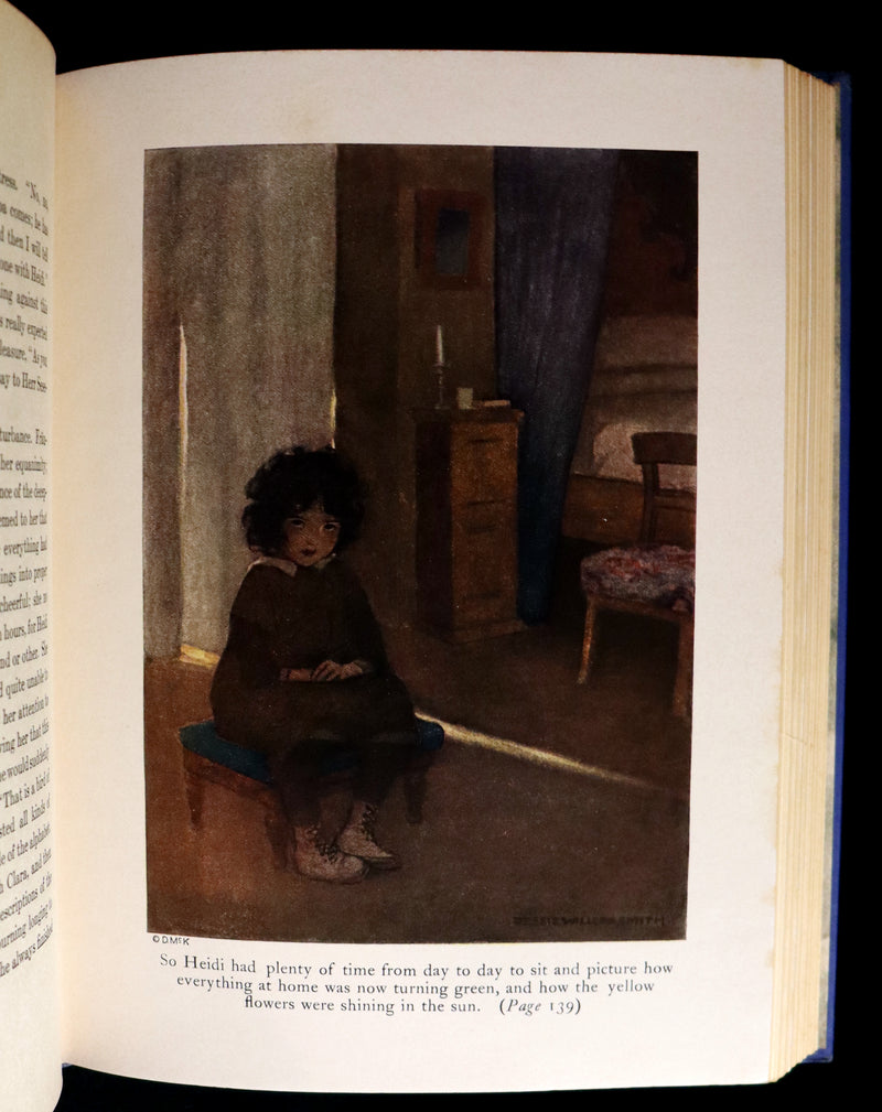 1922 Rare Book - HEIDI by Johanna Spyri illustrated in color by Jessie Willcox Smith.