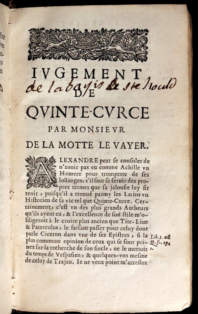 1668 Rare French Book ~ Histories of Alexander the Great ~ Quinte-Curce de la vie et des actions d'Alexandre Le Grand.