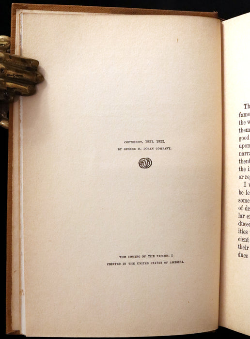 1922 Scarce First Edition on Cottingley FAIRIES - Arthur Conan DOYLE - The Coming of the Fairies.