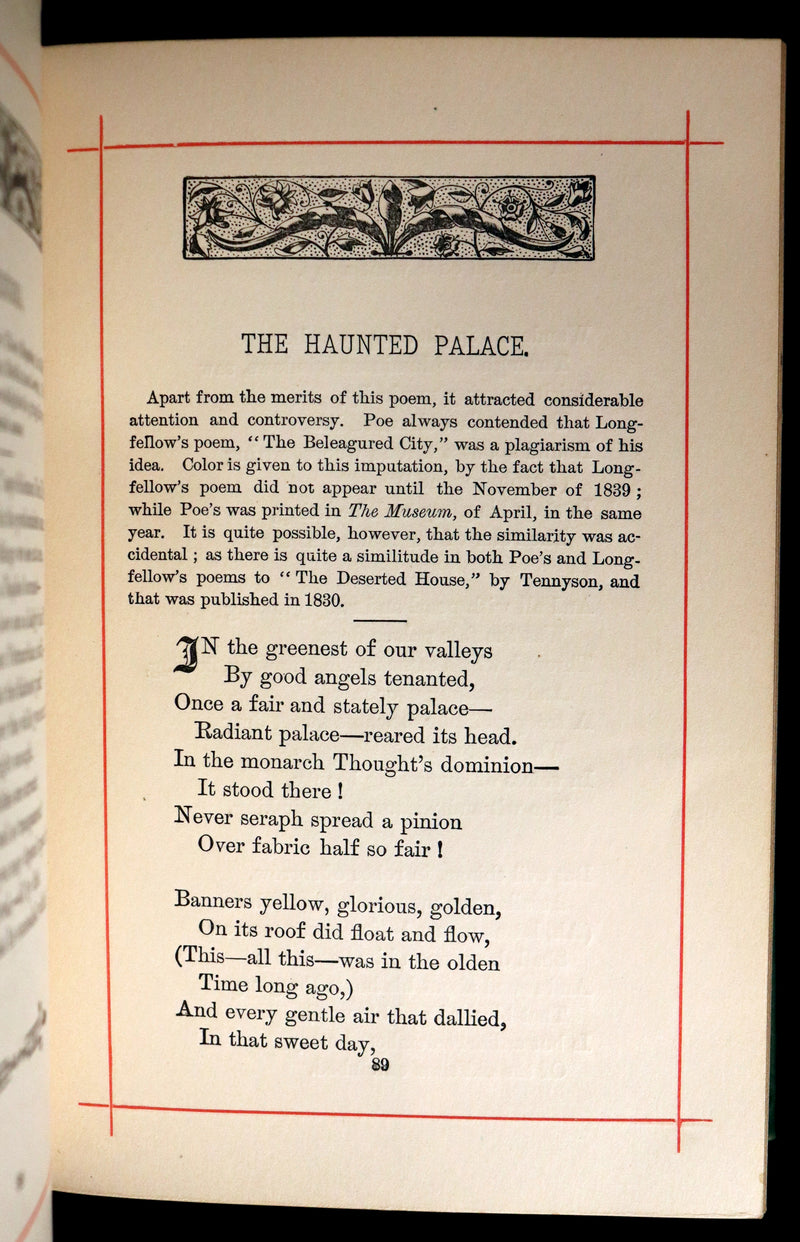1882 Rare Book - Poems of EDGAR ALLAN POE with a full and impartial Memoir of the Poet.