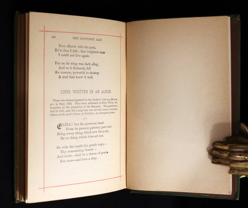 1882 Rare Book - Poems of EDGAR ALLAN POE with a full and impartial Memoir of the Poet.