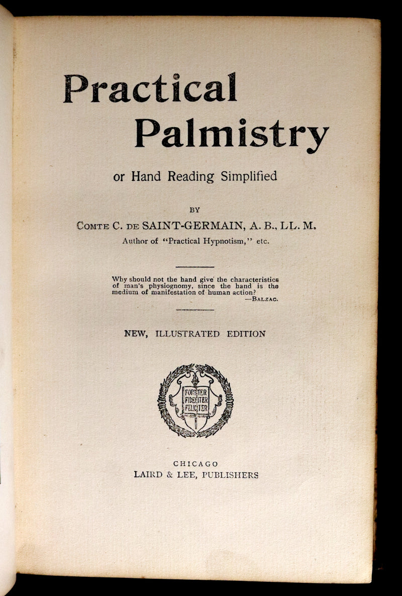 1897 Scarce Book - Practical Palmistry - CHIROMANCY by Edgar de Valcourt-Vermont (Comte C. de Saint-Germain).