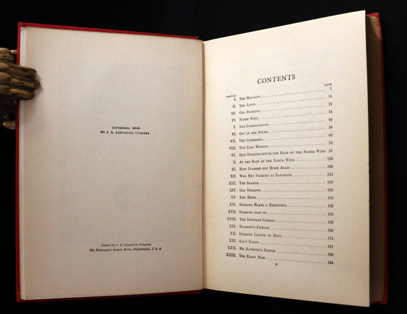 1909 Rare Book - AT THE BACK OF THE NORTH WIND Illustrated by Maria L. Kirk.