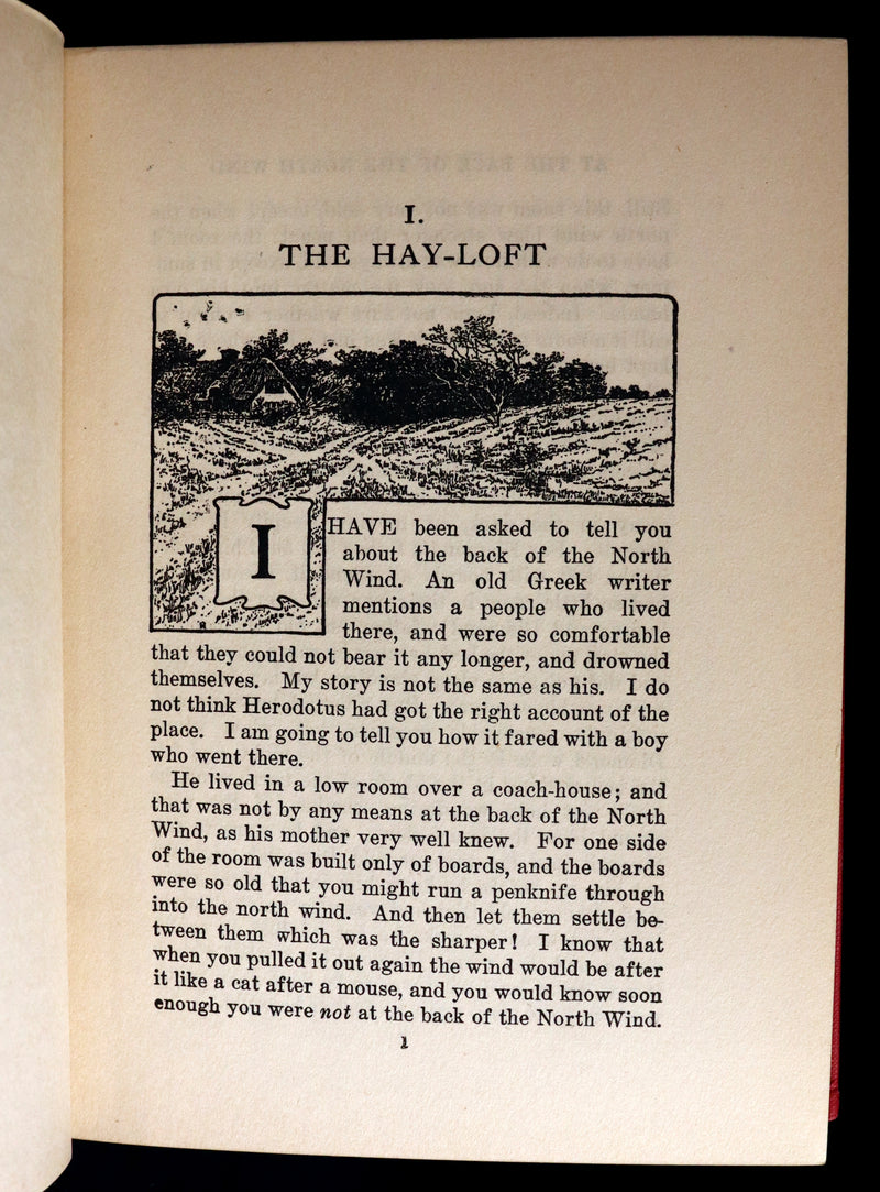 1909 Rare Book - AT THE BACK OF THE NORTH WIND Illustrated by Maria L. Kirk.