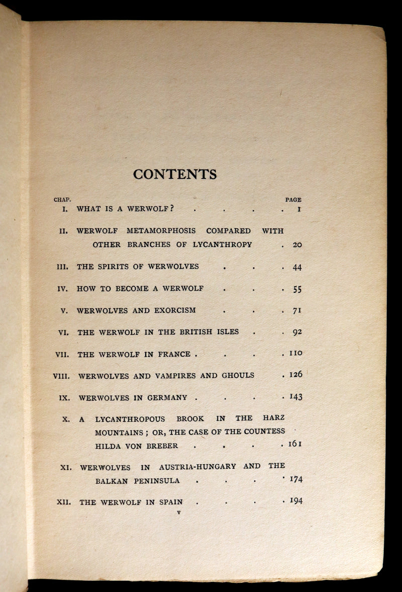 1912 Scarce First Edition on WEREWOLVES - WERWOLVES by Elliott O'Donnell - How to become a WEREWOLF.
