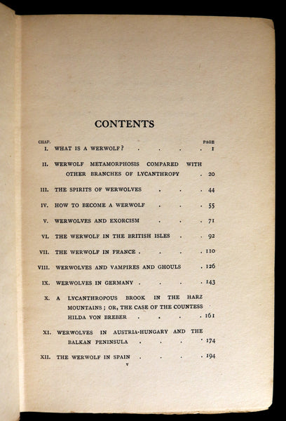 1912 Scarce First Edition on WEREWOLVES - WERWOLVES by Elliott O'Donnell - How to become a WEREWOLF.