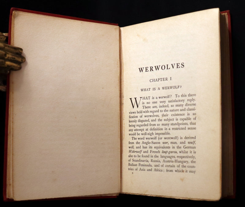 1912 Scarce First Edition on WEREWOLVES - WERWOLVES by Elliott O'Donnell - How to become a WEREWOLF.