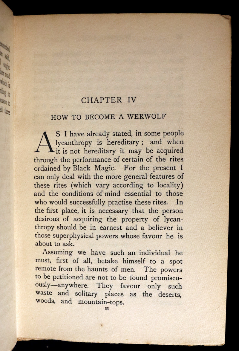 1912 Scarce First Edition on WEREWOLVES - WERWOLVES by Elliott O'Donnell - How to become a WEREWOLF.