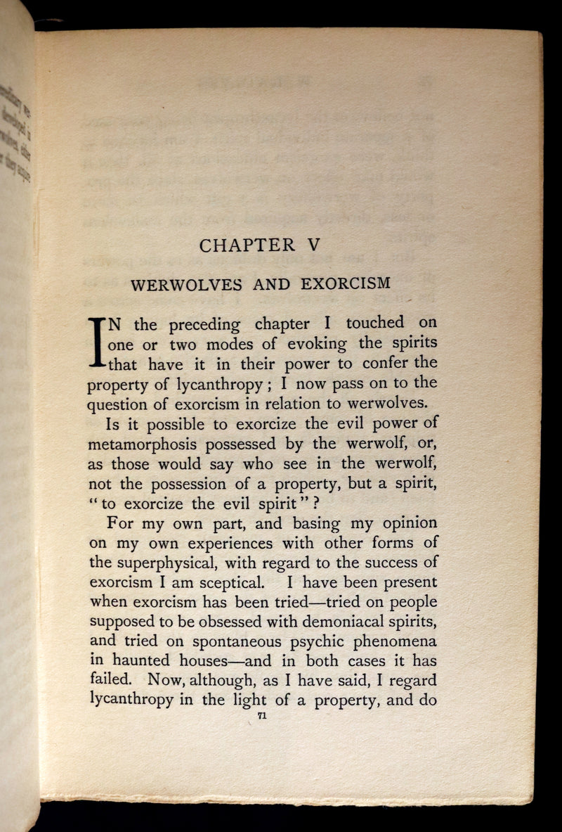 1912 Scarce First Edition on WEREWOLVES - WERWOLVES by Elliott O'Donnell - How to become a WEREWOLF.