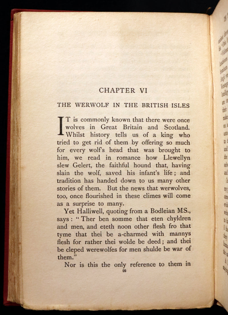 1912 Scarce First Edition on WEREWOLVES - WERWOLVES by Elliott O'Donnell - How to become a WEREWOLF.
