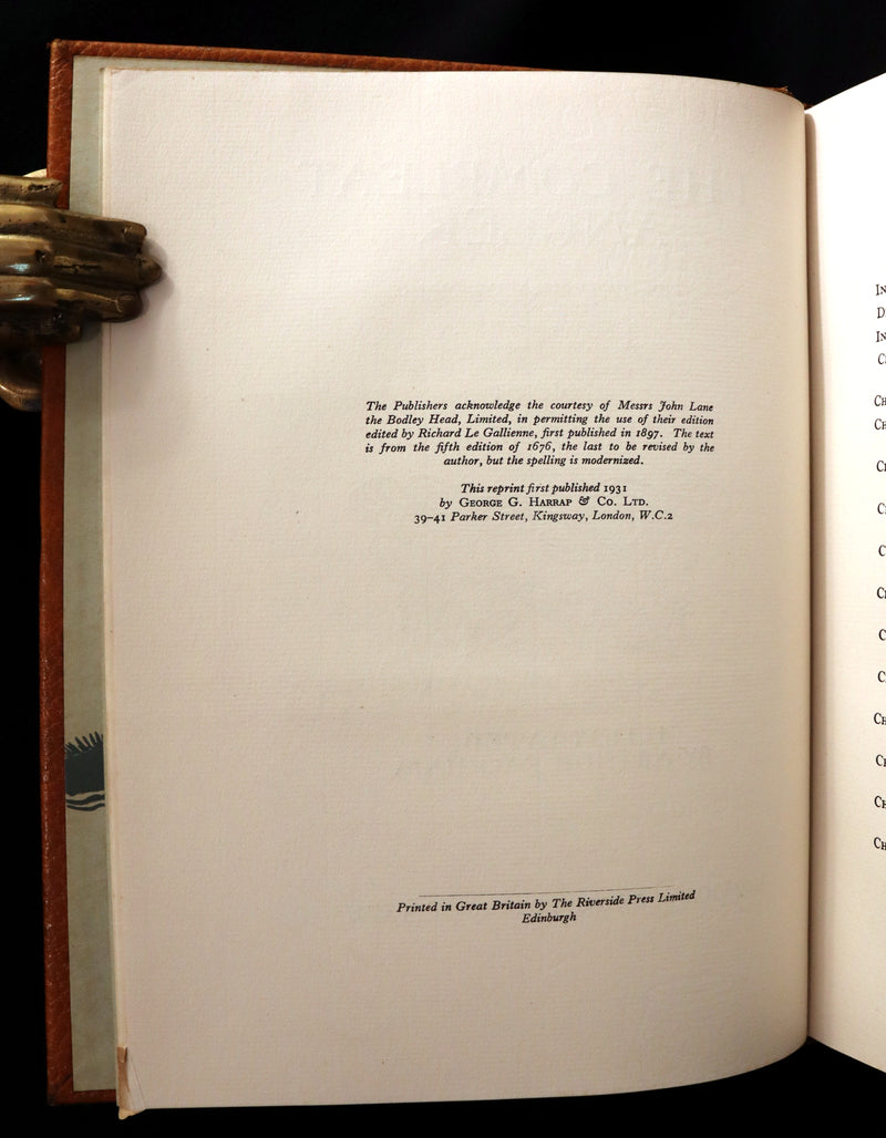 1931 Rare First Edition - THE COMPLEAT ANGLER by Izaak Walton illustrated by Arthur RACKHAM.