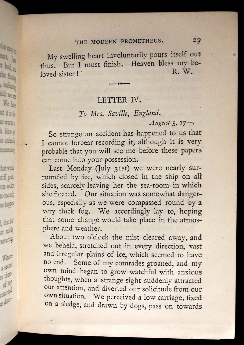 1891 Rare Victorian Book - FRANKENSTEIN or The Modern Prometheus by Mary Shelley.