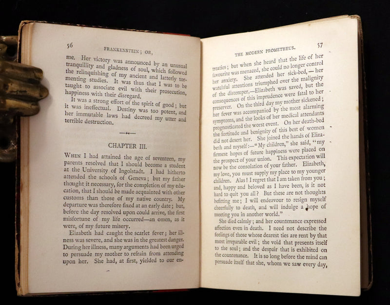 1891 Rare Victorian Book - FRANKENSTEIN or The Modern Prometheus by Mary Shelley.