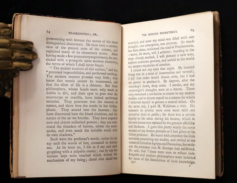 1891 Rare Victorian Book - FRANKENSTEIN or The Modern Prometheus by Mary Shelley.