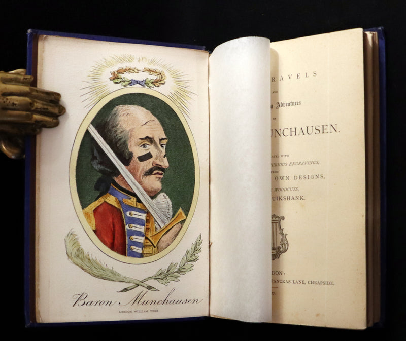 1877 Rare Book - The Travels and Surprising Adventures of Baron MUNCHAUSEN. Illustrated by Cruikshank.