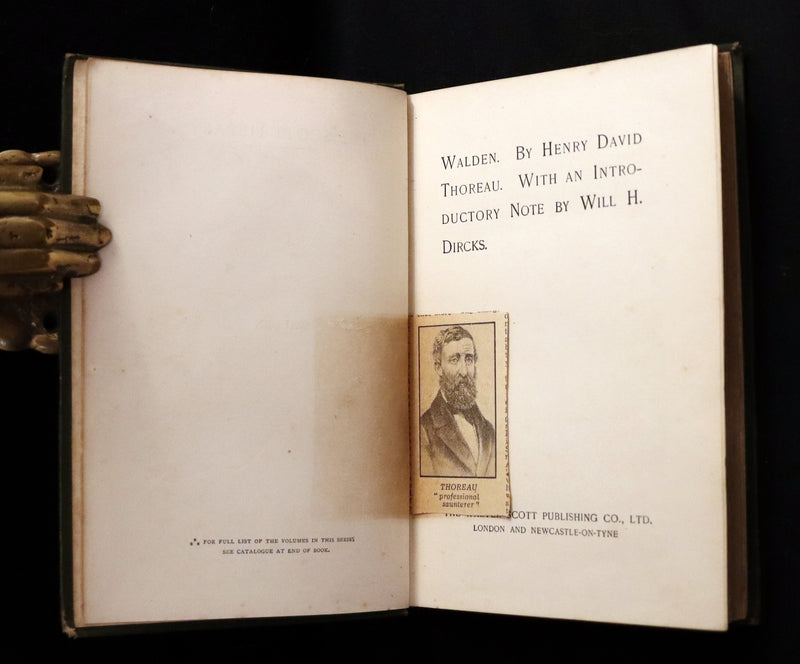 1886 Rare Victorian Book - WALDEN by Henry David THOREAU With an Introductory Note by Will H. Dircks.