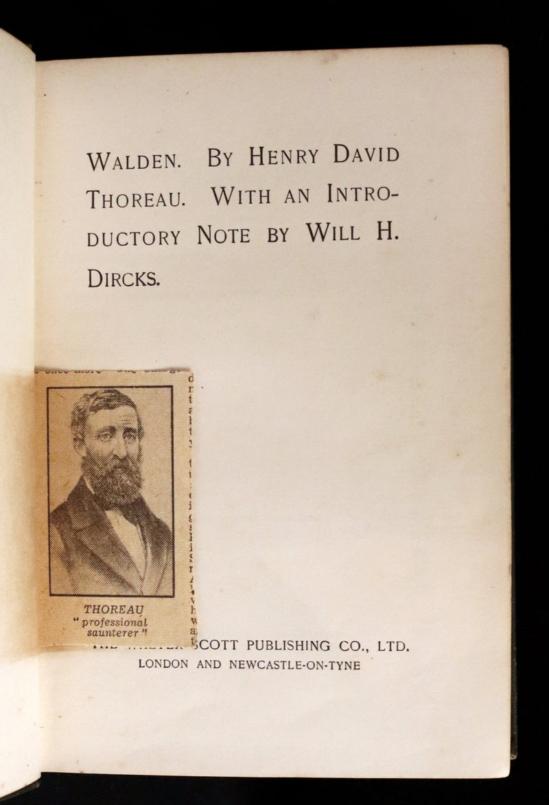 1886 Rare Victorian Book - WALDEN by Henry David THOREAU With an Introductory Note by Will H. Dircks.