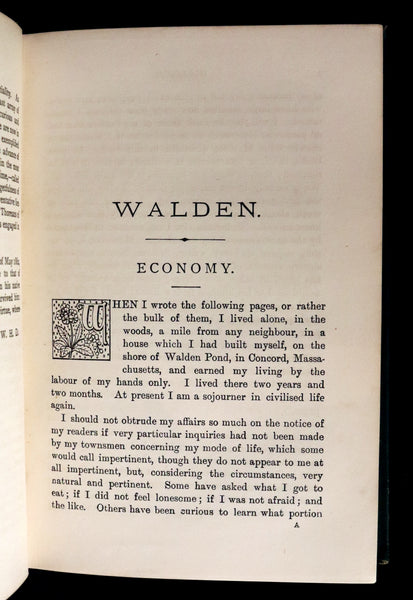 1886 Rare Victorian Book - WALDEN by Henry David THOREAU With an Introductory Note by Will H. Dircks.
