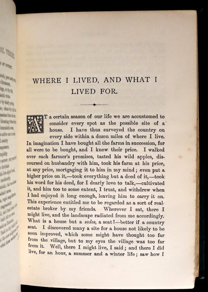 1886 Rare Victorian Book - WALDEN by Henry David THOREAU With an Introductory Note by Will H. Dircks.