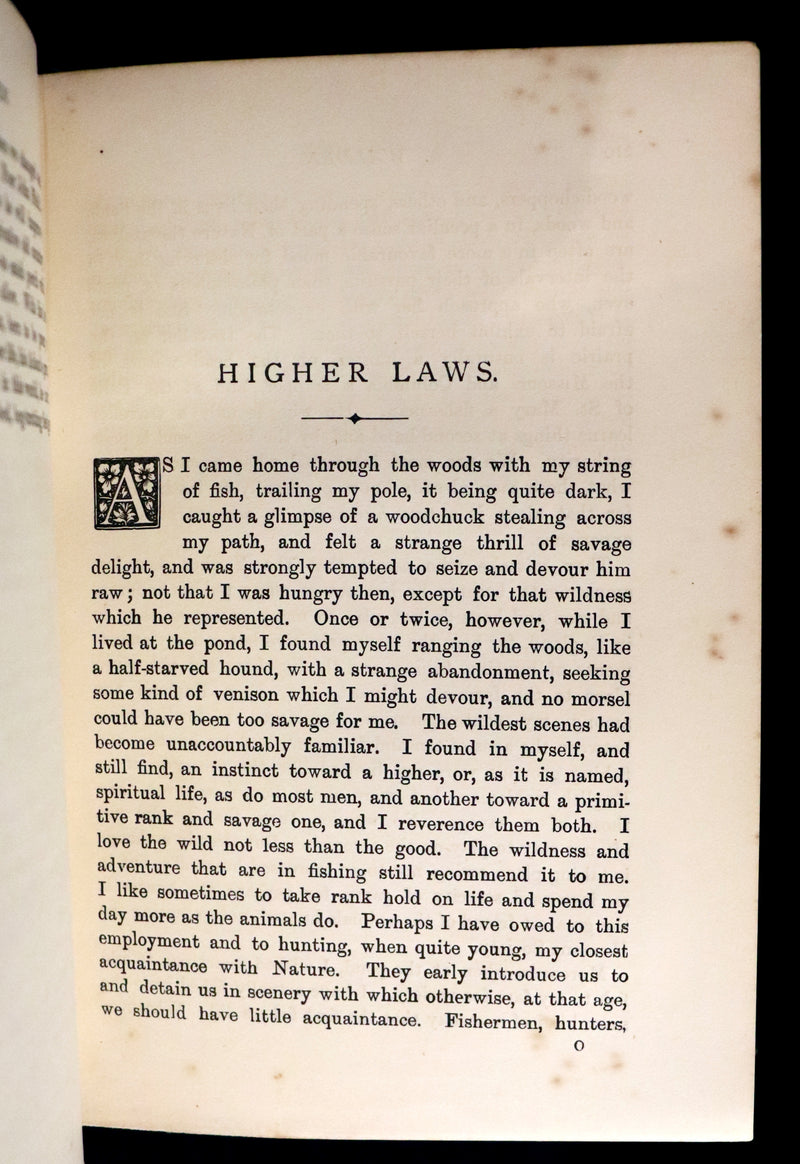 1886 Rare Victorian Book - WALDEN by Henry David THOREAU With an Introductory Note by Will H. Dircks.