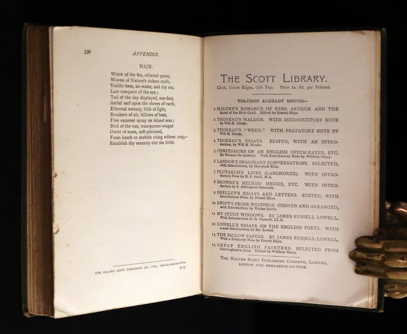 1886 Rare Victorian Book - WALDEN by Henry David THOREAU With an Introductory Note by Will H. Dircks.
