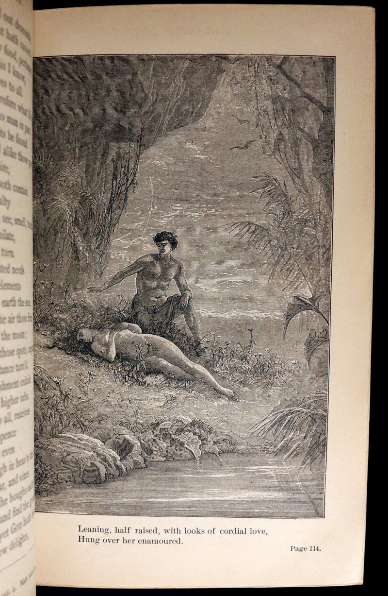 1886 Rare Victorian Book ~ The Poetical Works of John Milton. The Paradise Lost, Paradise Regained, etc. Illustrated.