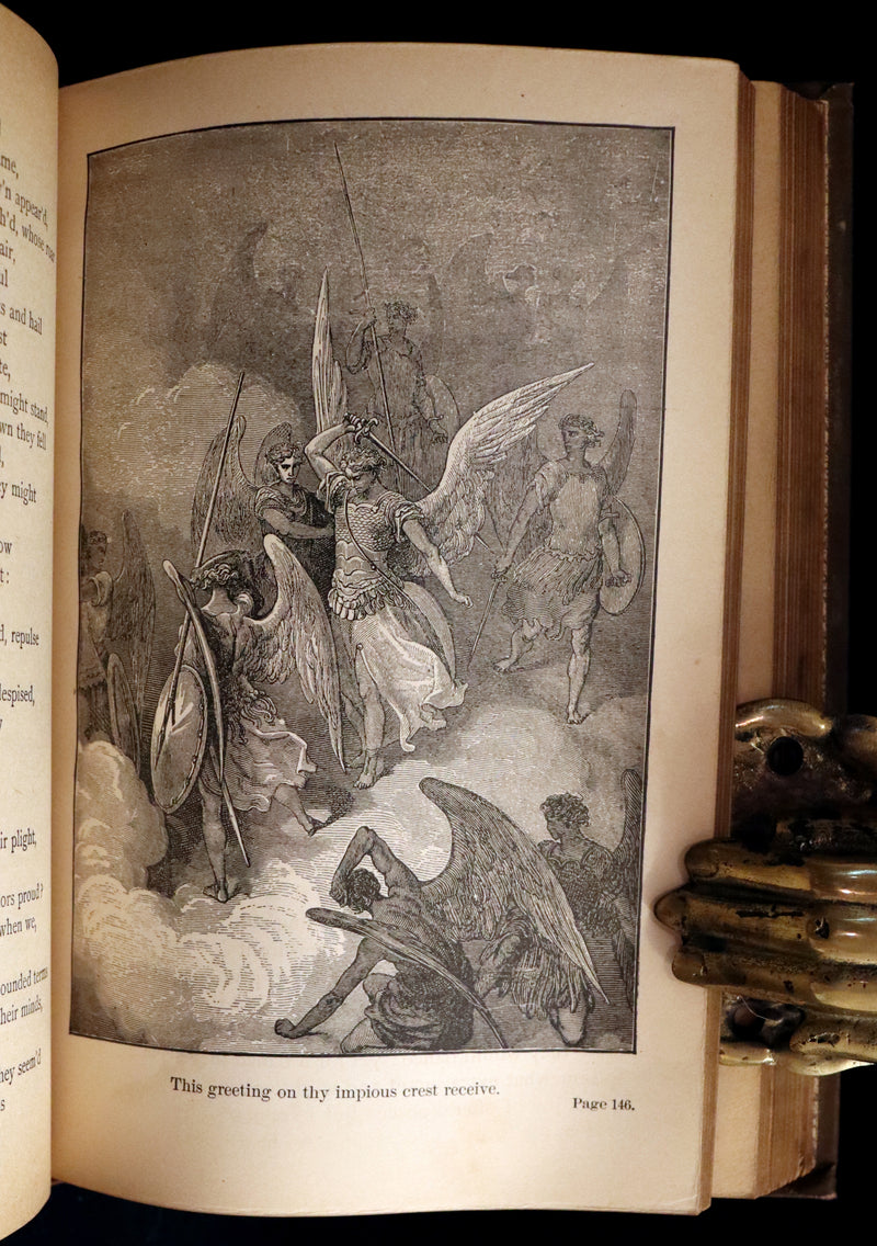 1886 Rare Victorian Book ~ The Poetical Works of John Milton. The Paradise Lost, Paradise Regained, etc. Illustrated.