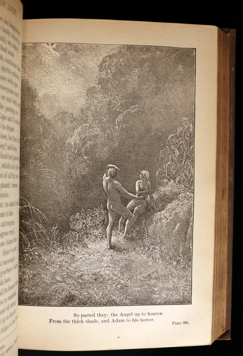 1886 Rare Victorian Book ~ The Poetical Works of John Milton. The Paradise Lost, Paradise Regained, etc. Illustrated.