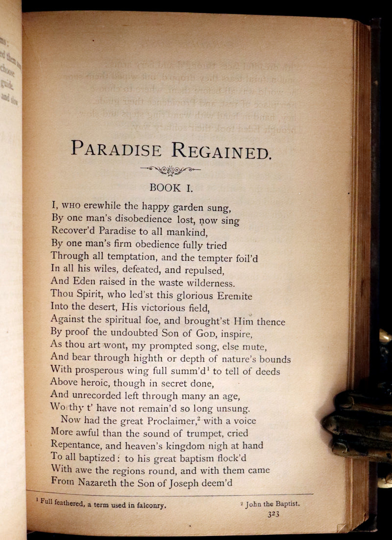 1886 Rare Victorian Book ~ The Poetical Works of John Milton. The Paradise Lost, Paradise Regained, etc. Illustrated.