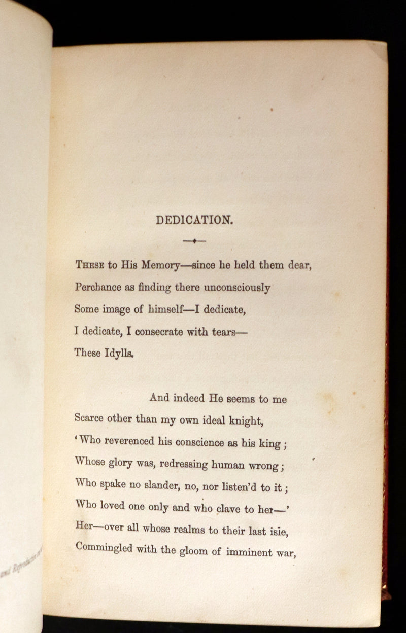 1878 Rare Book in a beautiful binding - Legend of King Arthur - IDYLLS OF THE KING by Alfred Tennyson.