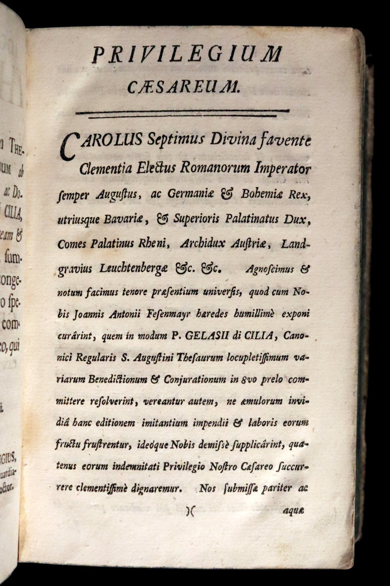 1744 Rare Latin Book in a beautiful vellum binding - EXORCISM & Benediction Manual - Locupletissimus Thesaurus continens Benedictiones, Conjurationes, Exorcismos, Absolutiones, ...