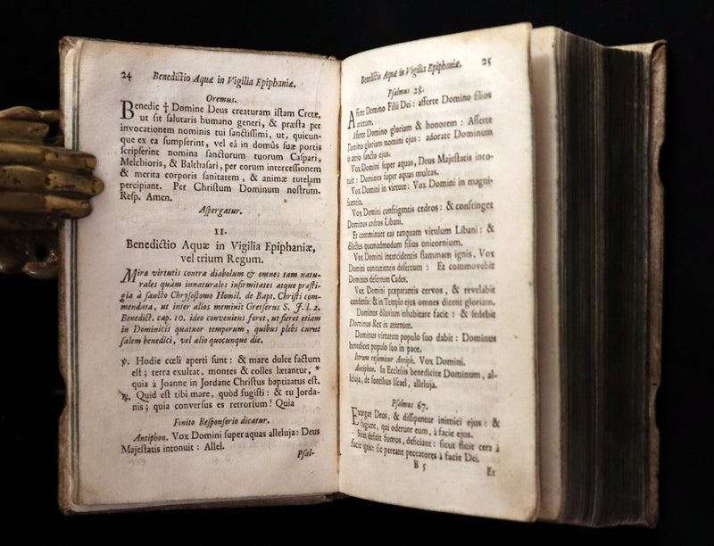 1744 Rare Latin Book in a beautiful vellum binding - EXORCISM & Benediction Manual - Locupletissimus Thesaurus continens Benedictiones, Conjurationes, Exorcismos, Absolutiones, ...