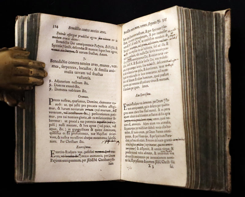 1744 Rare Latin Book in a beautiful vellum binding - EXORCISM & Benediction Manual - Locupletissimus Thesaurus continens Benedictiones, Conjurationes, Exorcismos, Absolutiones, ...
