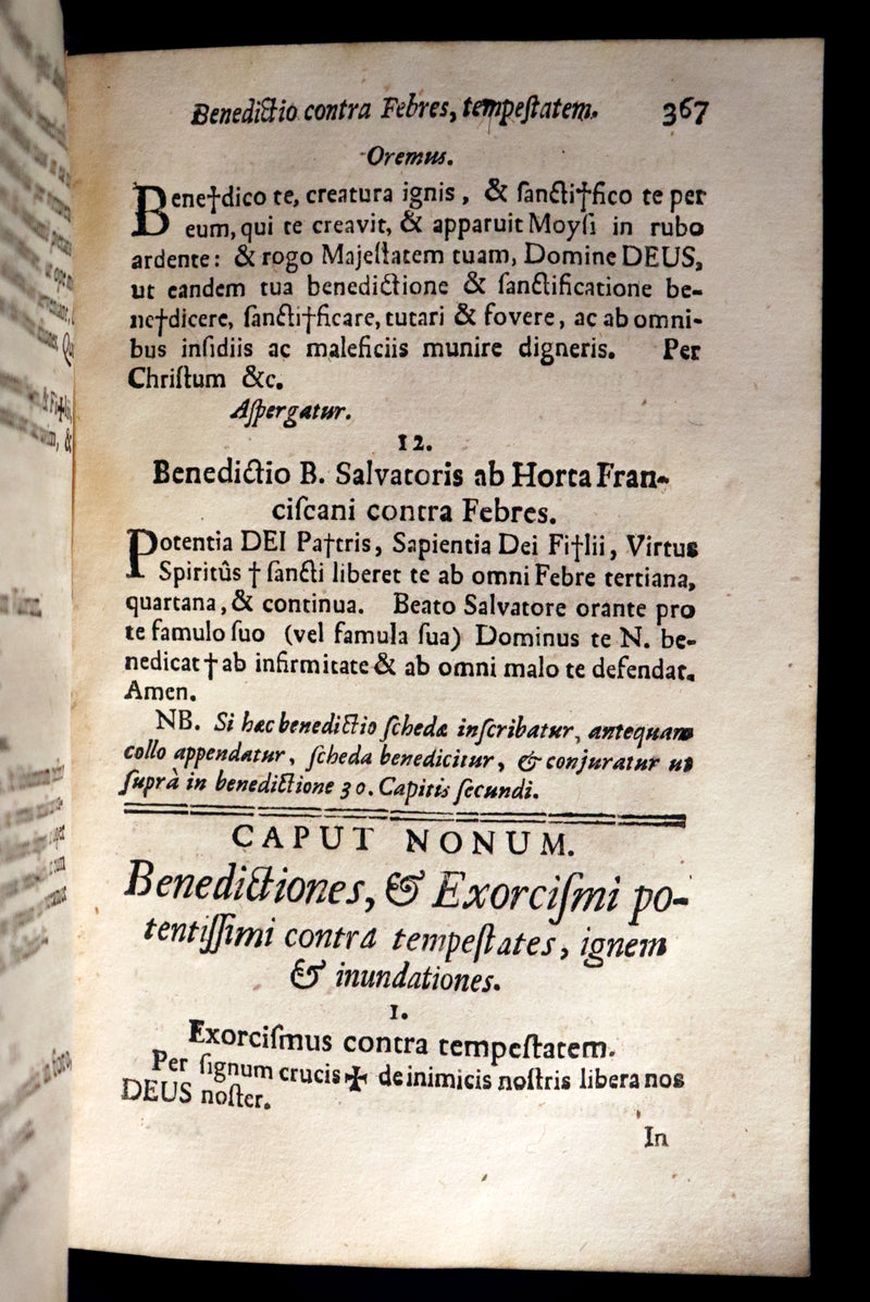 1744 Rare Latin Book in a beautiful vellum binding - EXORCISM & Benediction Manual - Locupletissimus Thesaurus continens Benedictiones, Conjurationes, Exorcismos, Absolutiones, ...