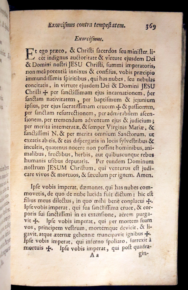 1744 Rare Latin Book in a beautiful vellum binding - EXORCISM & Benediction Manual - Locupletissimus Thesaurus continens Benedictiones, Conjurationes, Exorcismos, Absolutiones, ...