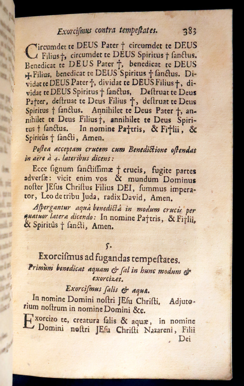 1744 Rare Latin Book in a beautiful vellum binding - EXORCISM & Benediction Manual - Locupletissimus Thesaurus continens Benedictiones, Conjurationes, Exorcismos, Absolutiones, ...