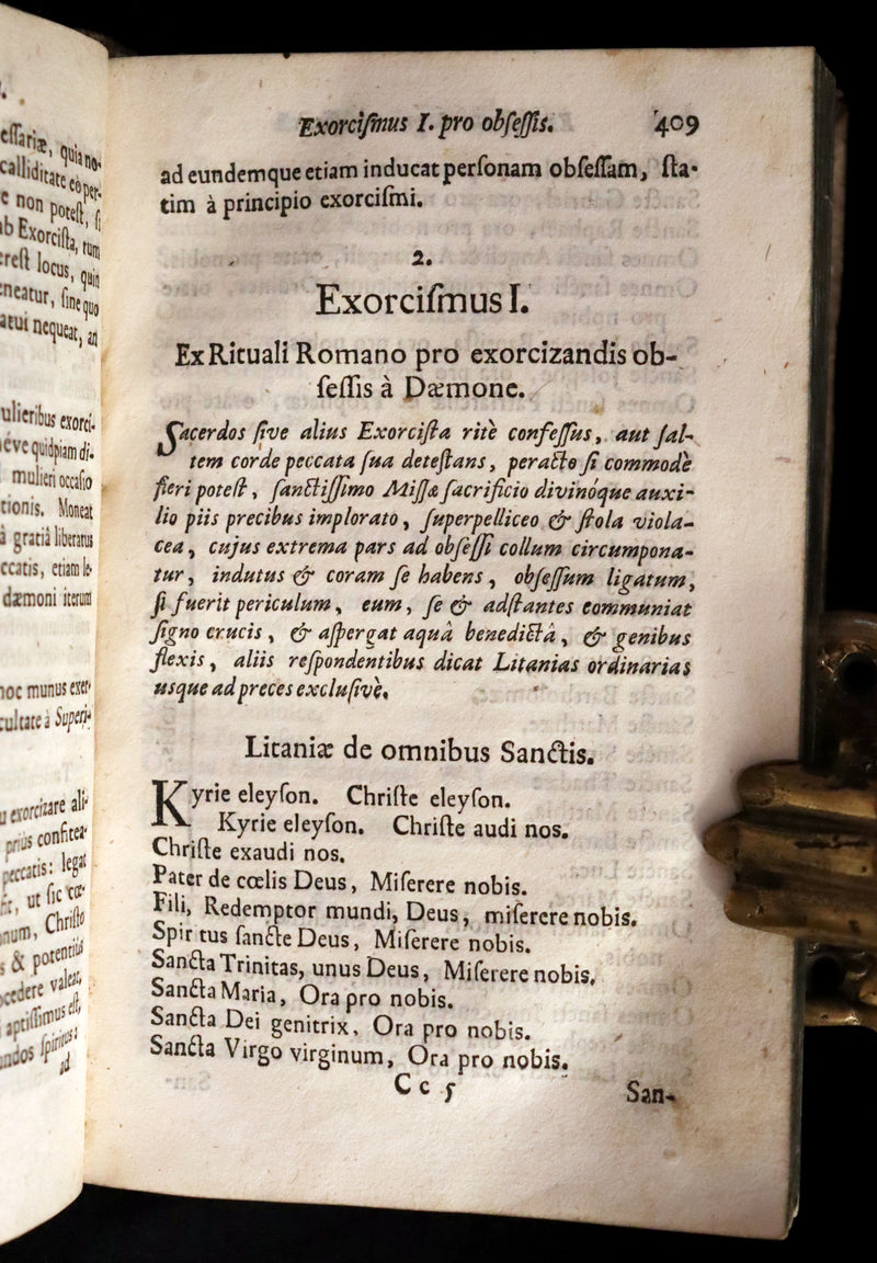 1744 Rare Latin Book in a beautiful vellum binding - EXORCISM & Benediction Manual - Locupletissimus Thesaurus continens Benedictiones, Conjurationes, Exorcismos, Absolutiones, ...