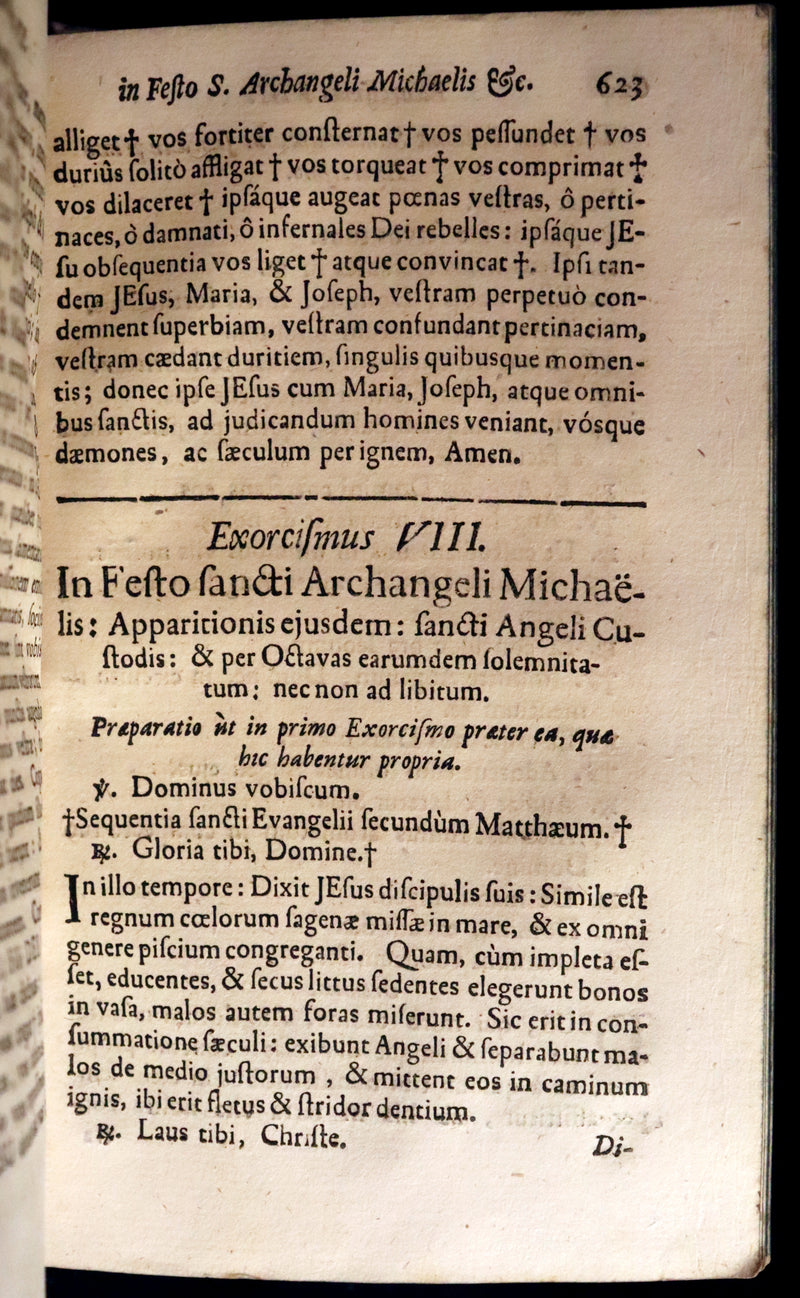 1744 Rare Latin Book in a beautiful vellum binding - EXORCISM & Benediction Manual - Locupletissimus Thesaurus continens Benedictiones, Conjurationes, Exorcismos, Absolutiones, ...