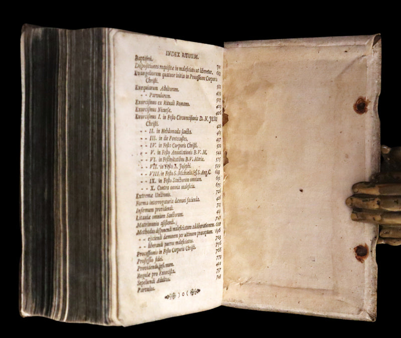 1744 Rare Latin Book in a beautiful vellum binding - EXORCISM & Benediction Manual - Locupletissimus Thesaurus continens Benedictiones, Conjurationes, Exorcismos, Absolutiones, ...