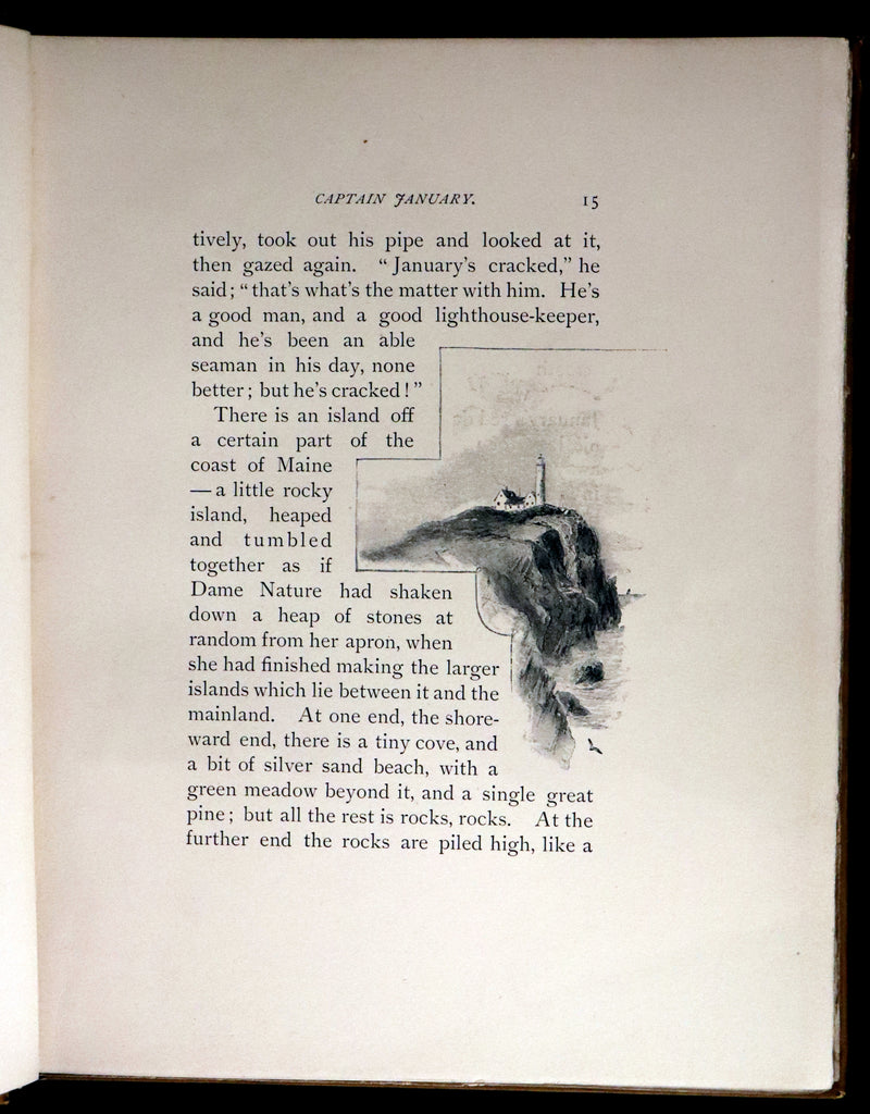 1893 Rare Victorian Book - CAPTAIN JANUARY, Lighthouse Keeper and His Little Girl by Laura E. Richards. Illustrated.