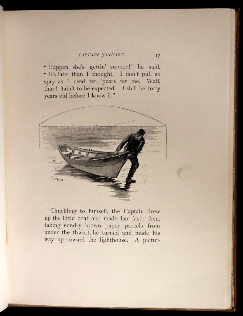 1893 Rare Victorian Book - CAPTAIN JANUARY, Lighthouse Keeper and His Little Girl by Laura E. Richards. Illustrated.