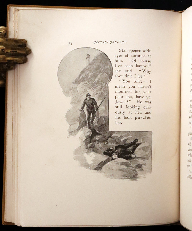 1893 Rare Victorian Book - CAPTAIN JANUARY, Lighthouse Keeper and His Little Girl by Laura E. Richards. Illustrated.