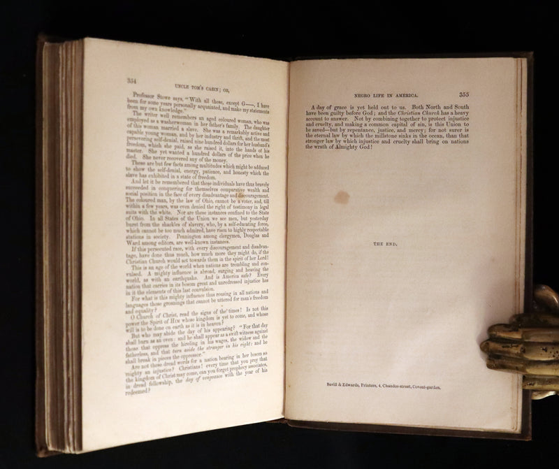 1852 Rare Second Edition ~ Uncle Tom's Cabin by Harriet Beecher Stowe. Illustrated.