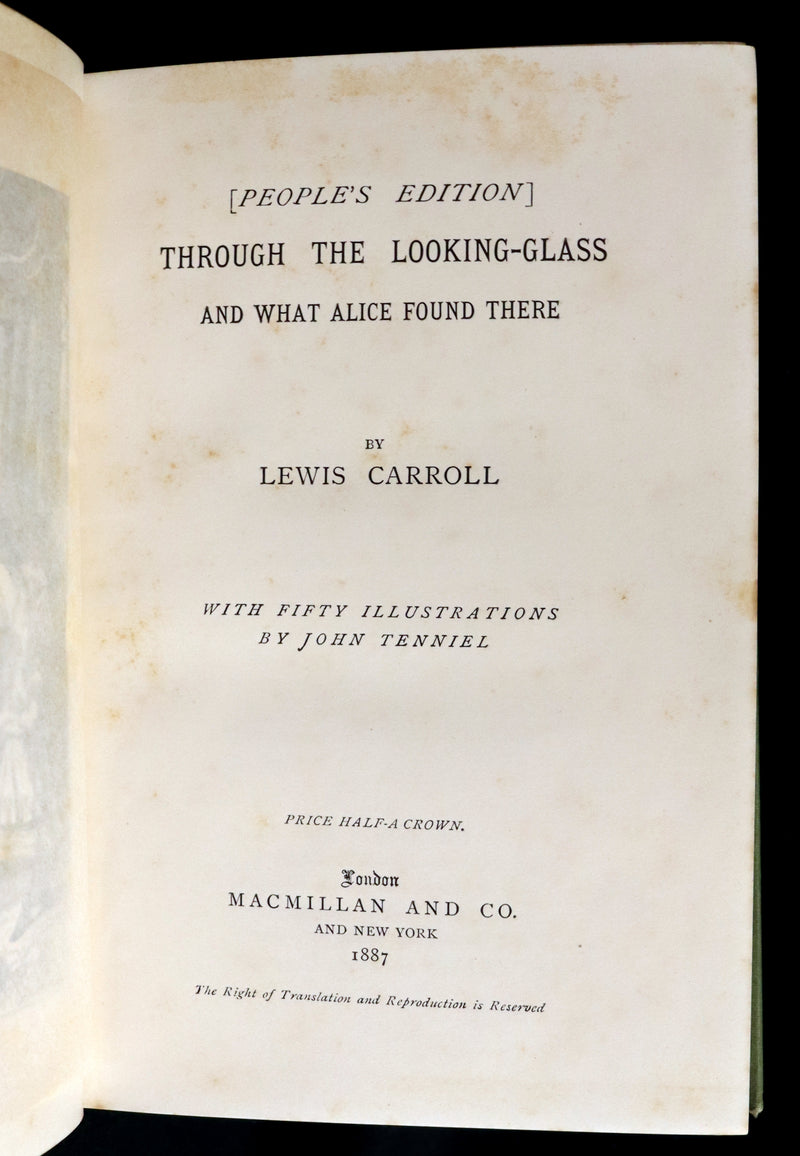1887 Rare Victorian Book - Through the Looking Glass, and What Alice Found There by Lewis Carroll.