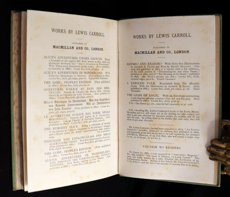 1887 Rare Victorian Book - Through the Looking Glass, and What Alice Found There by Lewis Carroll.