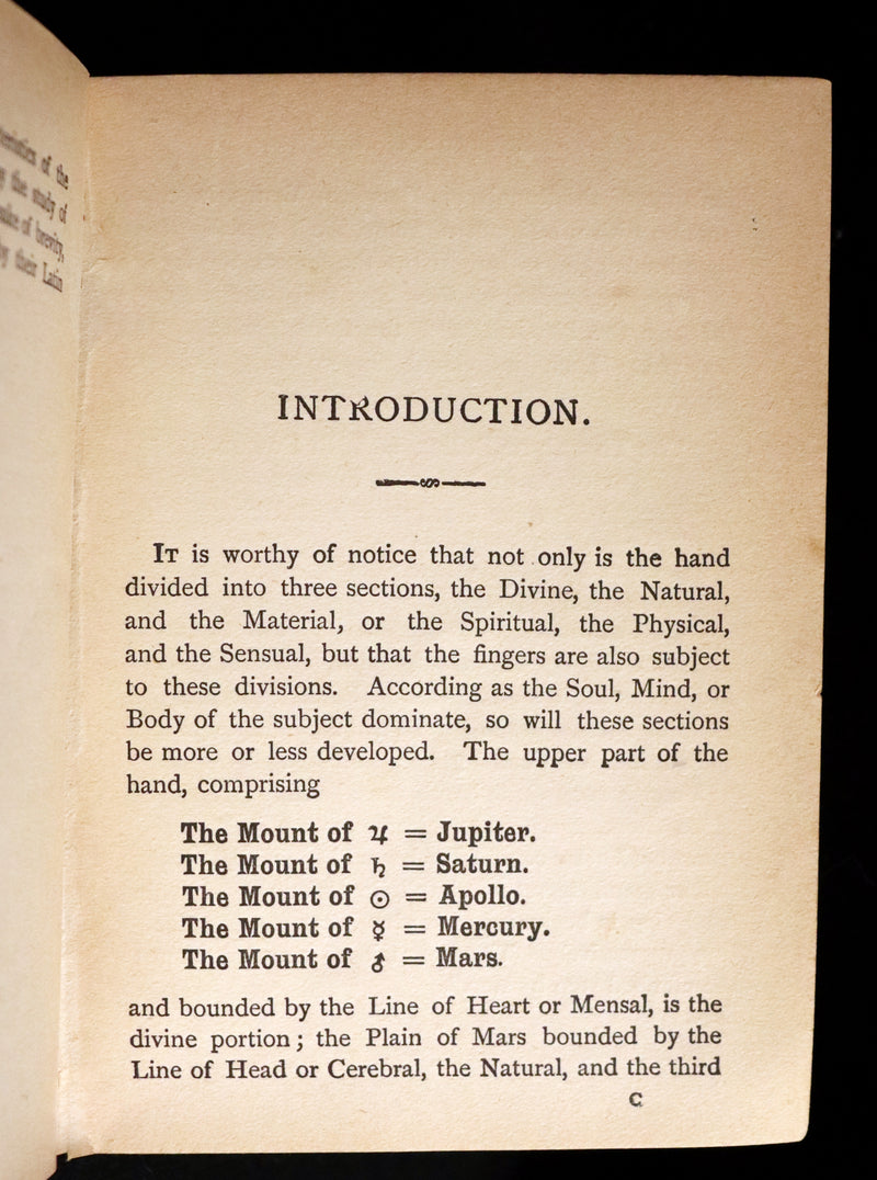 1890 Scarce Book - Character and Fortune Revealed. The ABC Guide to PALMISTRY by Paul Bello.
