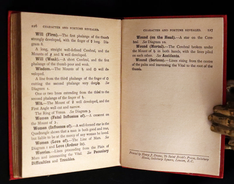 1890 Scarce Book - Character and Fortune Revealed. The ABC Guide to PALMISTRY by Paul Bello.